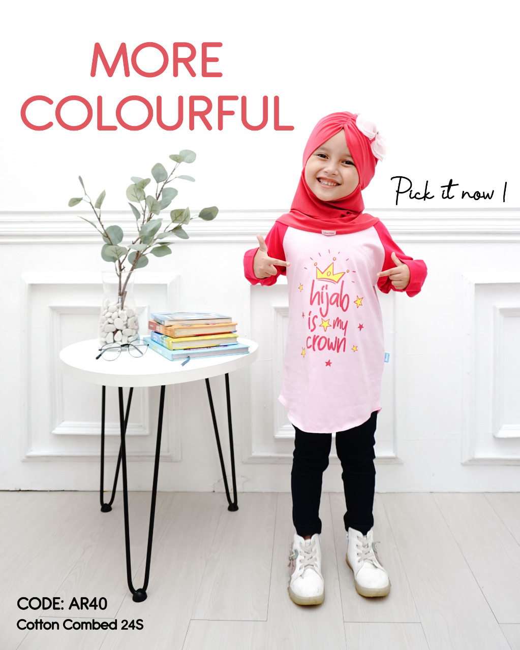  Kaos Anak Perempuan  Hijab is my crown AR40